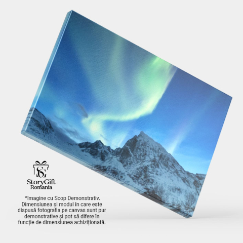 Tablou Canvas Aurora Boreala Peste Insulele Lofoten, Norvegia Luminile Nordului, Peisaj, Noapte, Natura, Astronomie 578 40x25CM [3]