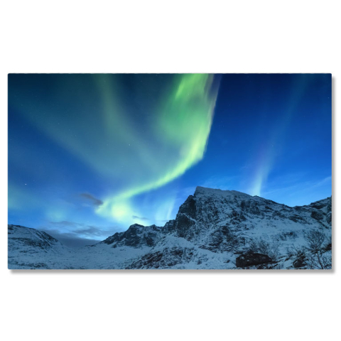 Aurora Boreală - Tablou Canvas Aurora Boreala Peste Insulele Lofoten, Norvegia Luminile Nordului, Peisaj, Noapte, Natura, Astronomie 578 40x25CM