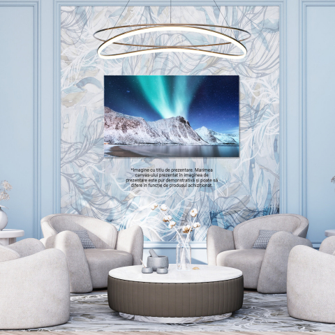 Aurore Boreale pe Insula Senja: Peisaj Nocturn cu Reflectii, Marime 40x25CM [2]