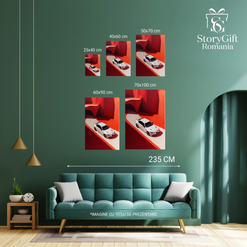 Alfa Romeo Giulia GTA pe Drum – Pictură Digitală a unui Autoturism Alb, Marime 40x25CM [3]