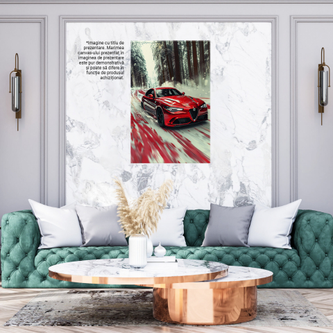 Alfa Romeo GTA Roșie Trecând prin Zăpadă, Marime 40x25CM [2]