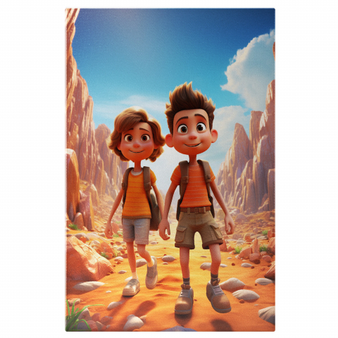 Tablou Canvas - Aventura în Cuplu: Plimbare prin Canionul Nesfârșit, Marime 40x25CM