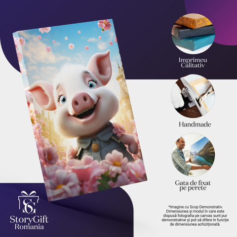 Purcelușa Fericită cu Ochii Strălucitori - Pictură Digitală Încântătoare, Marime 40x25CM [1]