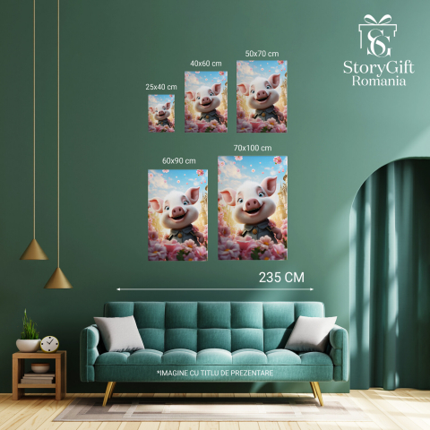 Purcelușa Fericită cu Ochii Strălucitori - Pictură Digitală Încântătoare, Marime 40x25CM [2]