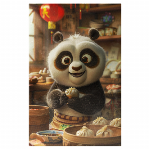 Baby Urs Panda Gătind Baozi Chinezești cu Ochii Căprui, Marime 40x25CM