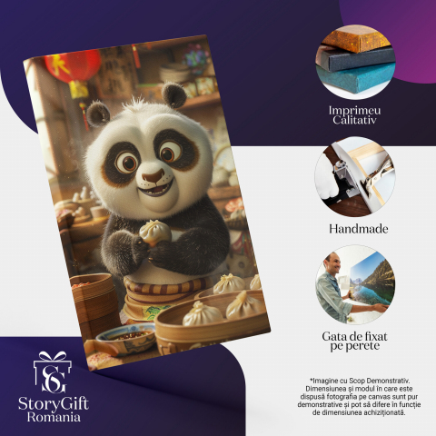 Baby Urs Panda Gătind Baozi Chinezești cu Ochii Căprui, Marime 40x25CM [1]