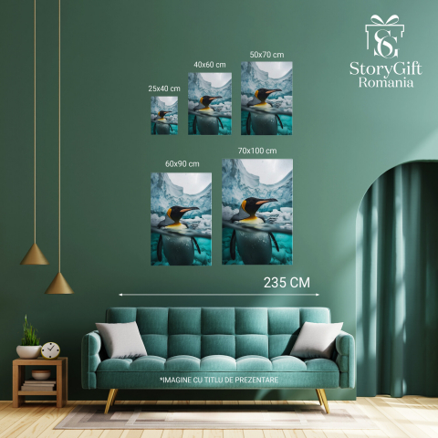 Tabloul canvas cu pinguin fericit în baie, Marime 40x25CM [2]