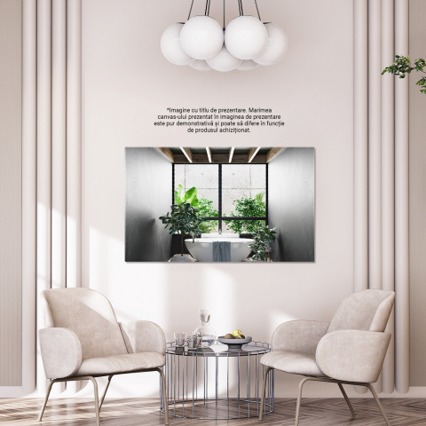 Tablou Canvas: Eleganța unei Băi Luminoase cu Accente Marron, Marime 40x25CM [3]