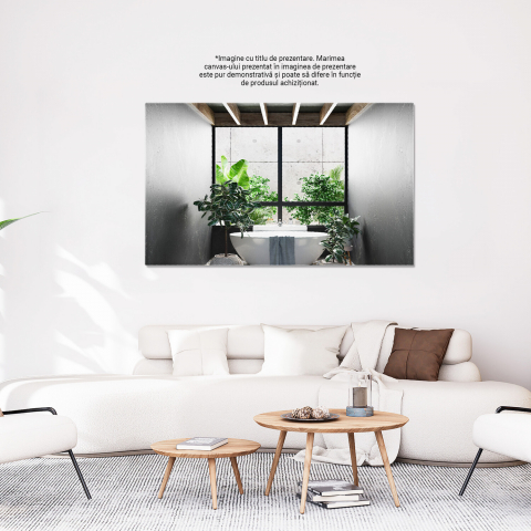 Tablou Canvas: Eleganța unei Băi Luminoase cu Accente Marron, Marime 40x25CM [2]