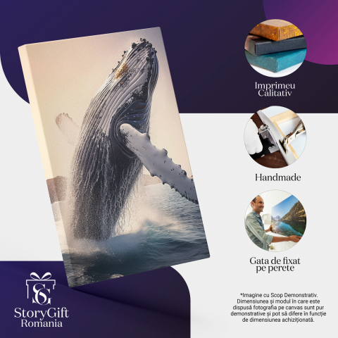 Balena în Apă Mare - Pictură Digitală Acvatică, Marime 40x25CM [1]