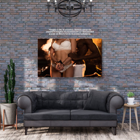 Tablou Canvas Barbat Afro-American Pasional adult, barbat, cuplu, apropiere, iubit, femeie, cuplat, in intuneric 1517 40x25CM [2]