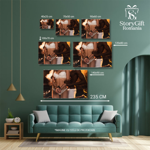 Tablou Canvas Barbat Afro-American Pasional adult, barbat, cuplu, apropiere, iubit, femeie, cuplat, in intuneric 1517 40x25CM [4]