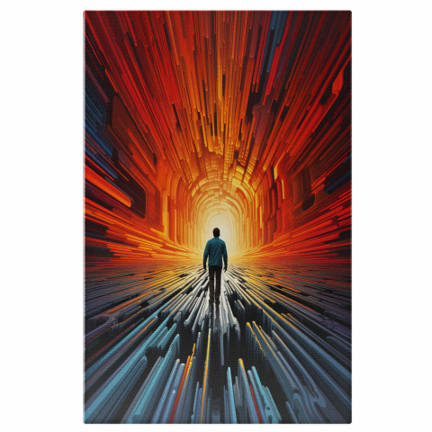 Bărbat pe Drum - Tablou Canvas Abstract, Marime 40x25CM