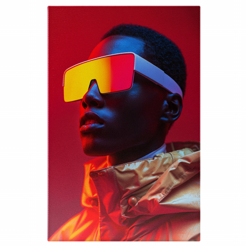 Bărbat cu Pielea Neagră în Geacă Lucioasă - Pictură Digitală, Marime 40x25CM