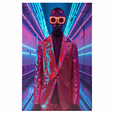Modă - Bărbat în Costum Lucios cu Ochelari Sclipicioși, Marime 40x25CM