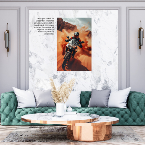 Bărbat pe Motocicletă în Viteză prin Deșert - Pictură Digitală, Marime 40x25CM [2]