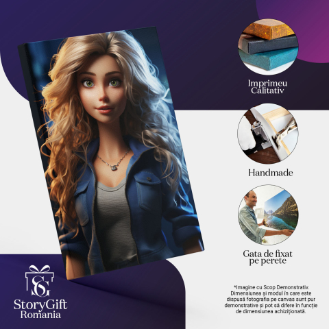 Tablou Canvas: Barbie in stil Elsa din frozen , Frumusete, Blond, , Costum, Papusa, Albastru electric, Accesoriu de moda Pictura Digitala 40x25CM [2]