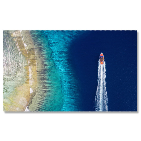 Peisaje cu Drona - Tablou Canvas Barca Rapida pe Marea Aerala Mare, Barca, Aerial, Var, Ocean 1927 40x25CM