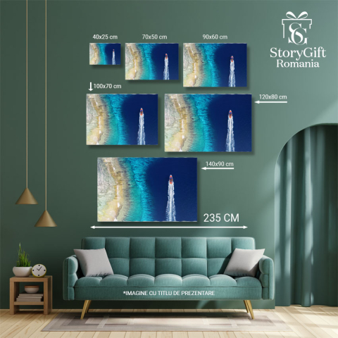 Tablou Canvas Barca Rapida pe Marea Aerala Mare, Barca, Aerial, Var, Ocean 1927 40x25CM [4]