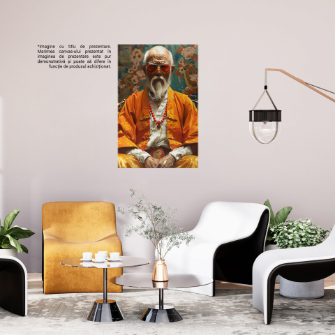 Bătrân Japonez în Haine Galbene, cu Chelie și Păr Alb - Pictură Digitală, Marime 40x25CM [2]