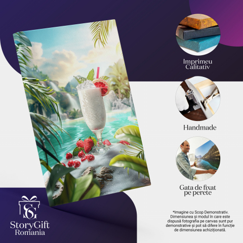 Băutură Răcoritoare cu Fructe Roșii pe Spuma Valurilor de pe Insula Tropicală, Marime 40x25CM [1]