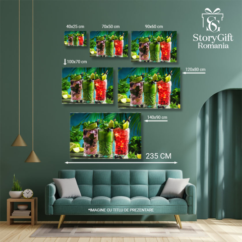 Tablou Canvas: Bauturi Cocktail si Instrumente de Bar 40x25CM [4]