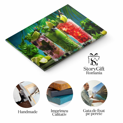 Tablou Canvas Băuturi Cocktail și Instrumente de Bar - Decor Modern pentru Baruri și Bucătării, Marime 40x25CM [1]