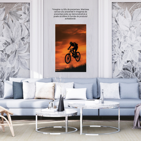 Biciclist Sărind cu Bicicleta la Apus de Soare – Pictură Digitală, Marime 40x25CM [3]