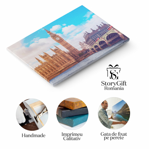Tablou Canvas Big Ben: Simbol Britanic și Destinație Turistică în Westminster, Marime 40x25CM [1]