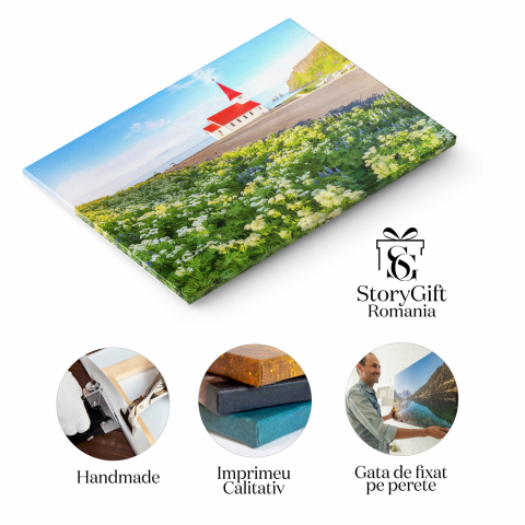 Biserica Vikurkirkja într-un Peisaj Primăvăratic – Tablou Canvas, Marime 40x25CM [1]