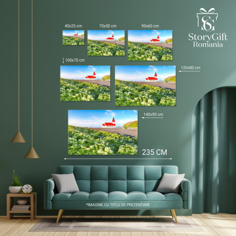 Biserica Vikurkirkja într-un Peisaj Primăvăratic – Tablou Canvas, Marime 40x25CM [3]