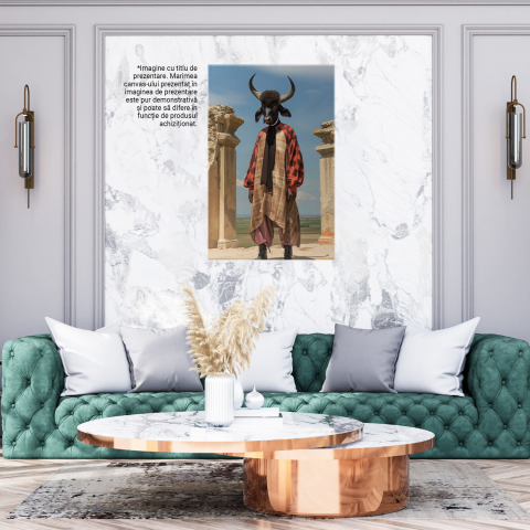 Bivol Colorat cu Bocanci și Eșarfă Neagră - Tablou Canvas Digital, Marime 100x70CM [2]