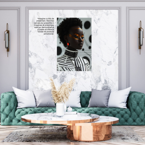 Tablou Canvas Black Elegance cu Părul Scurt Creț, Marime 40x25CM [2]