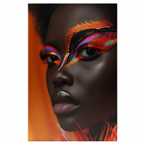 Fața Feminină Neagră cu Ochi Luminati - Pictură Digitală, Marime 40x25CM