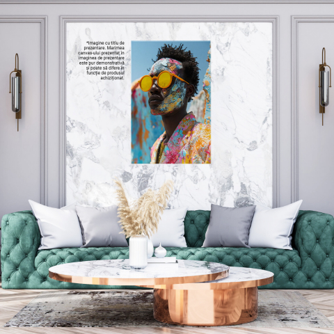 Portret de Bărbat Negru cu Cămașă Asortată și Ochelari Galbeni, Marime 40x25CM [2]