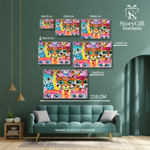 Tablou Canvas: Blana de pisică cu model cu buline - Pisici în diferite culori 40x25CM [4]