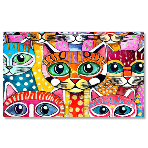 Diverse - Tablou Canvas: Blana de pisică cu model cu buline - Pisici în diferite culori 40x25CM