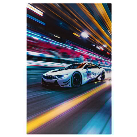 Tablouri Canvas - Tablou Canvas - BMW în Viteză cu Scântei din Asfalt, Marime 40x25CM