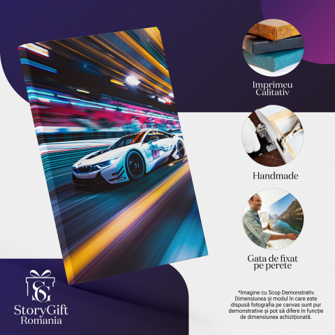 Tablou Canvas - BMW în Viteză cu Scântei din Asfalt, Marime 40x25CM [1]