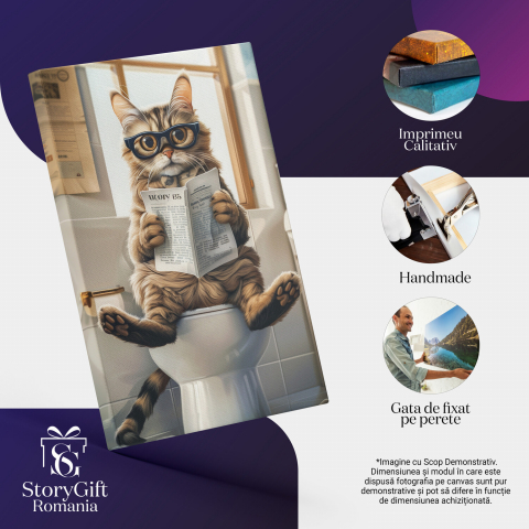 Tablou Canvas Bobtail la Baie Citind Ziarul cu Ochelari pe Năsuc, Marime 40x25CM [1]