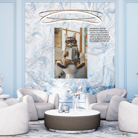 Tablou Canvas Bobtail la Baie Citește Ziarul cu Ochelarii pe Năsuc Portret Cochet , Pictura Digitala 60x40CM [3]