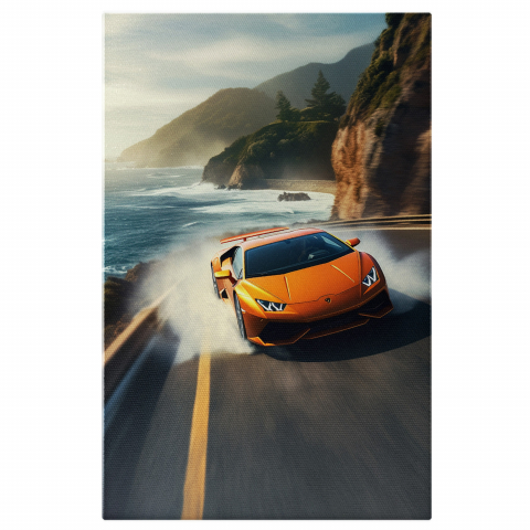 Lamborghini în Viteză pe Apă - Pictură Digitală, Marime 40x25CM