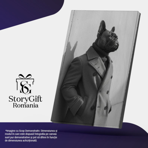 Tablou Canvas Bot Sofisticat Eleganța Canină Capturată în Portret Unic în Palton , Pictura Digitala 40x25CM [4]