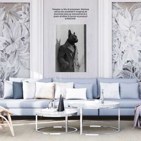 Tablou Canvas Bot Sofisticat Eleganța Canină Capturată în Portret Unic în Palton , Pictura Digitala 40x25CM [1]
