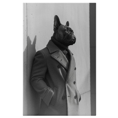 Tablou Canvas Bot Sofisticat Eleganța Canină Capturată în Portret Unic în Palton , Pictura Digitala 40x25CM [0]