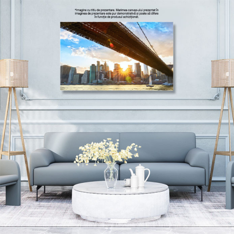 Tablou Canvas: Brooklyn Bridge la Amurg - Luminite si Reflexii in Downtown Manhattan 40x25CM [2]