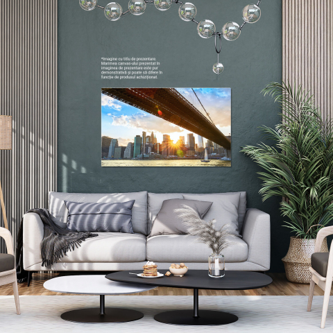 Tablou Canvas: Brooklyn Bridge la Amurg - Luminite Strălucitoare în Manhattan, Marime 40x25CM [3]