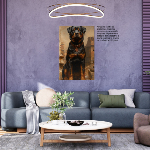 Tablou Canvas - Bruno, Câinele cu Medalion: Ultimul Locuitor al Orașului Transformat în Ruine, Marime 40x25CM [2]