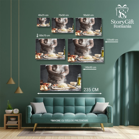 Tablou Canvas Bucatar profesionist cu pielea inchisa, purtand un sort Maestru in arta culinara, gata sa creeze bucate delicioase care sa incante simturile. 40x25CM [4]