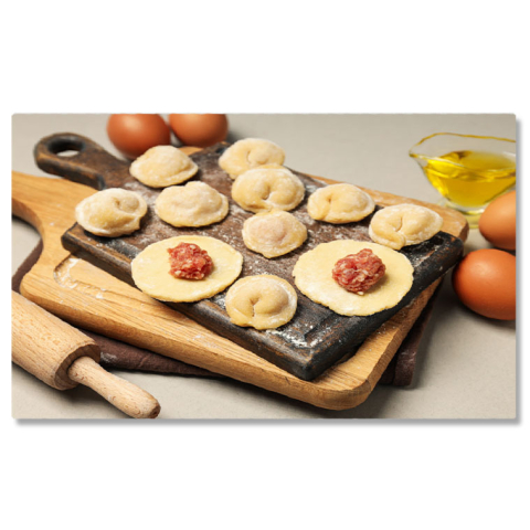 Mâncare - Tablou Canvas - Bucatarie rusa, gatit, snack traditional, ravioli 40x25CM